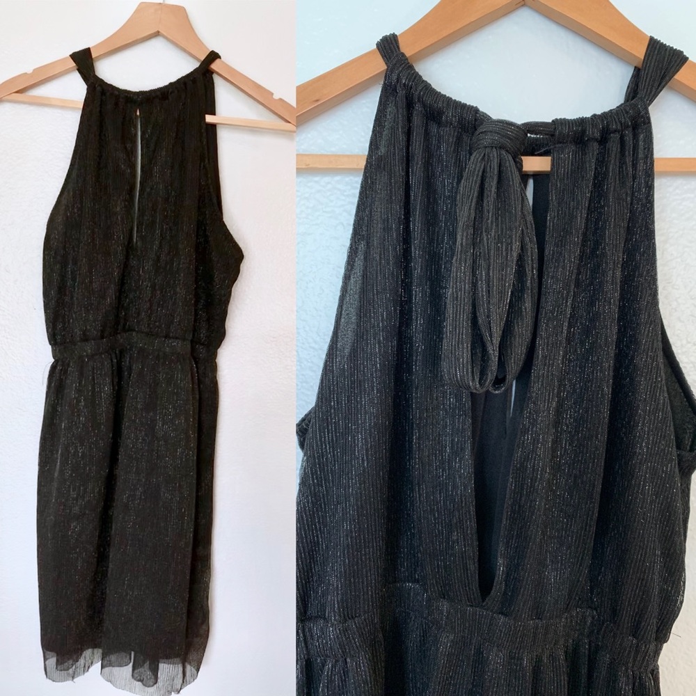 NWT Deep V Micro-Pleat Dress